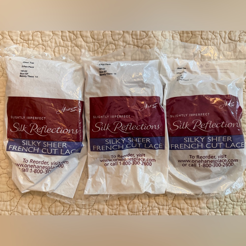 Hanes  9 pair Sheer French Cut Lace slightly imperfect size EF